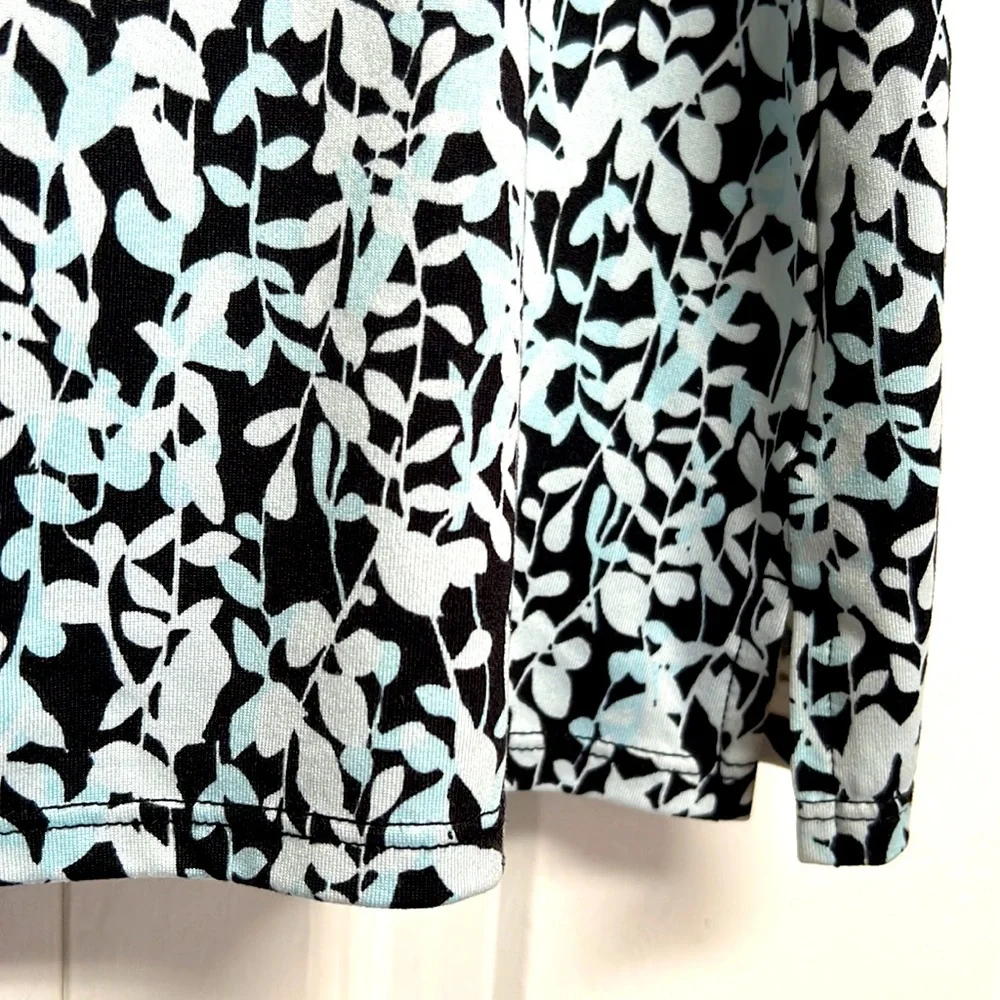 Tranquility Black Shades of Blue Leaf Print Mid Rise Pull Up Skort Size M